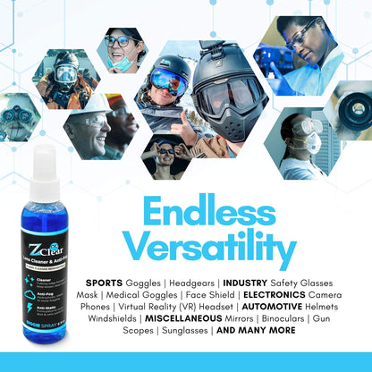 Z Clear Anti-Fog 6oz Spray – Glasses & Gear Anti-Fog Cleaner with Microfiber Cloth
