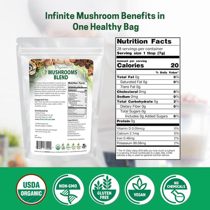 Z Natural Foods Organic 7 Mushroom Blend — Immune Support, Cognition & Wellness (7 oz)