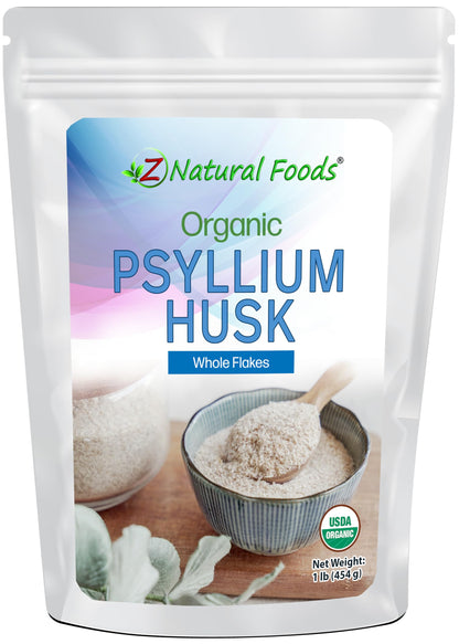 Z Natural Foods Organic Whole Psyllium Husk Flakes – Natural Fiber Supplement, Vegan, Gluten-Free, 1 lb
