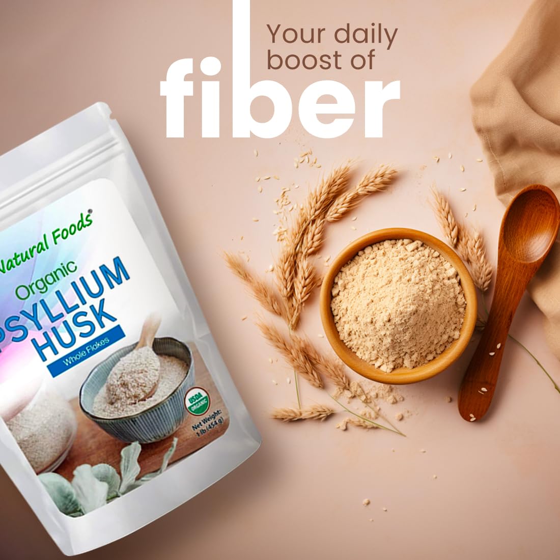Z Natural Foods Organic Whole Psyllium Husk Flakes – 3 lb, Non-GMO, Vegan & Gluten-Free