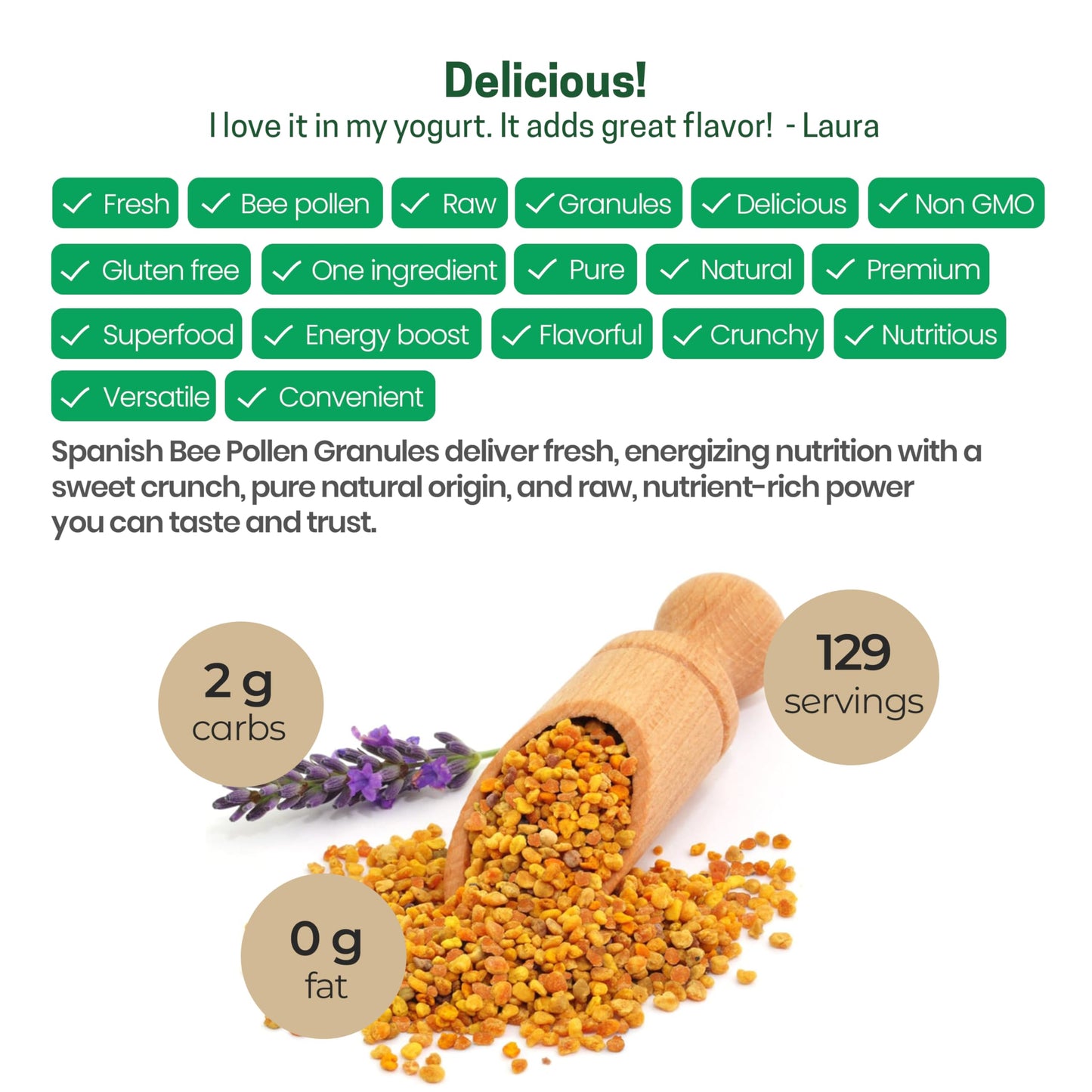Spanish Bee Pollen Granules – Pure Raw Pollen (1lb) | Z Natural Foods