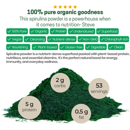 Z Natural Foods Organic Spirulina Powder – 100% Pure, Nutrient-Dense Blue-Green Algae