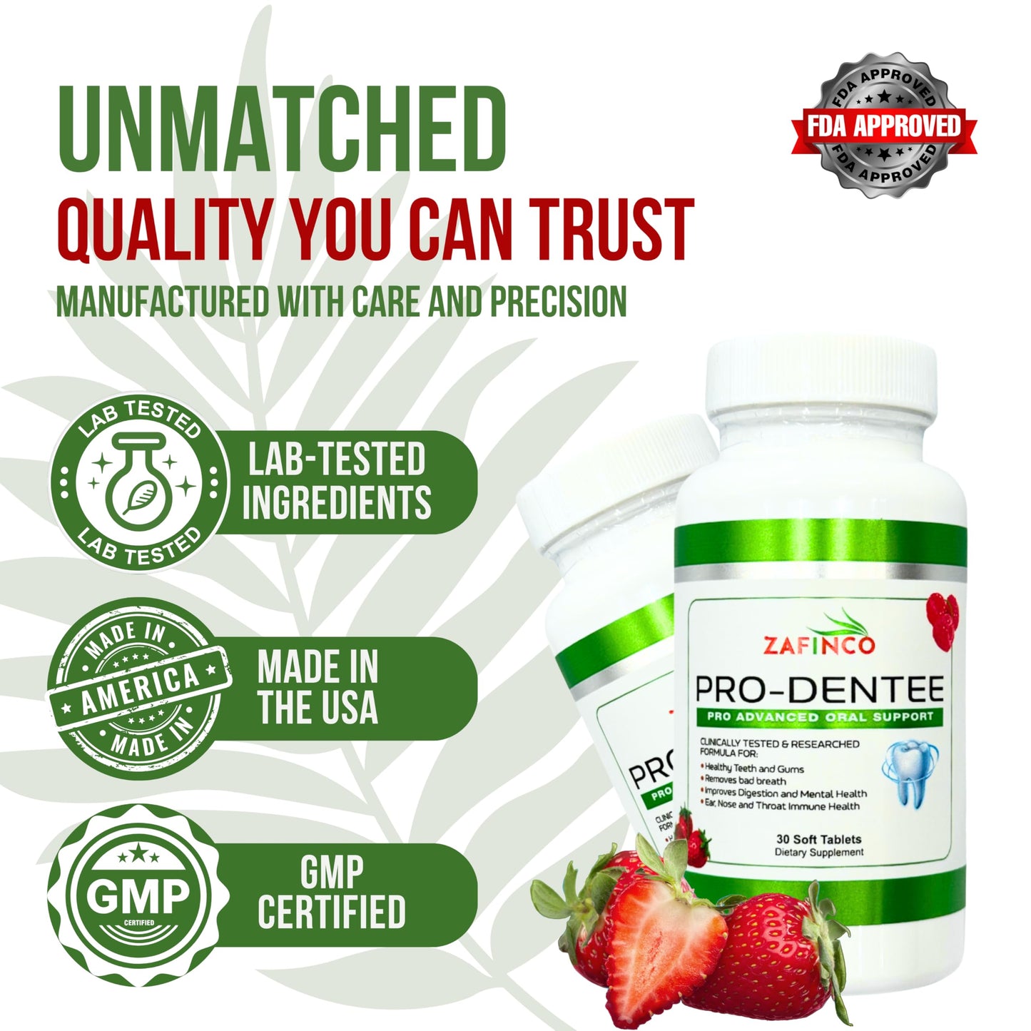 ZAFINCO-PRODENTEE Teeth & Gums Health – 3.5B CFU Probiotics, Mint Flavored Chewables, 30 Count, Made in USA