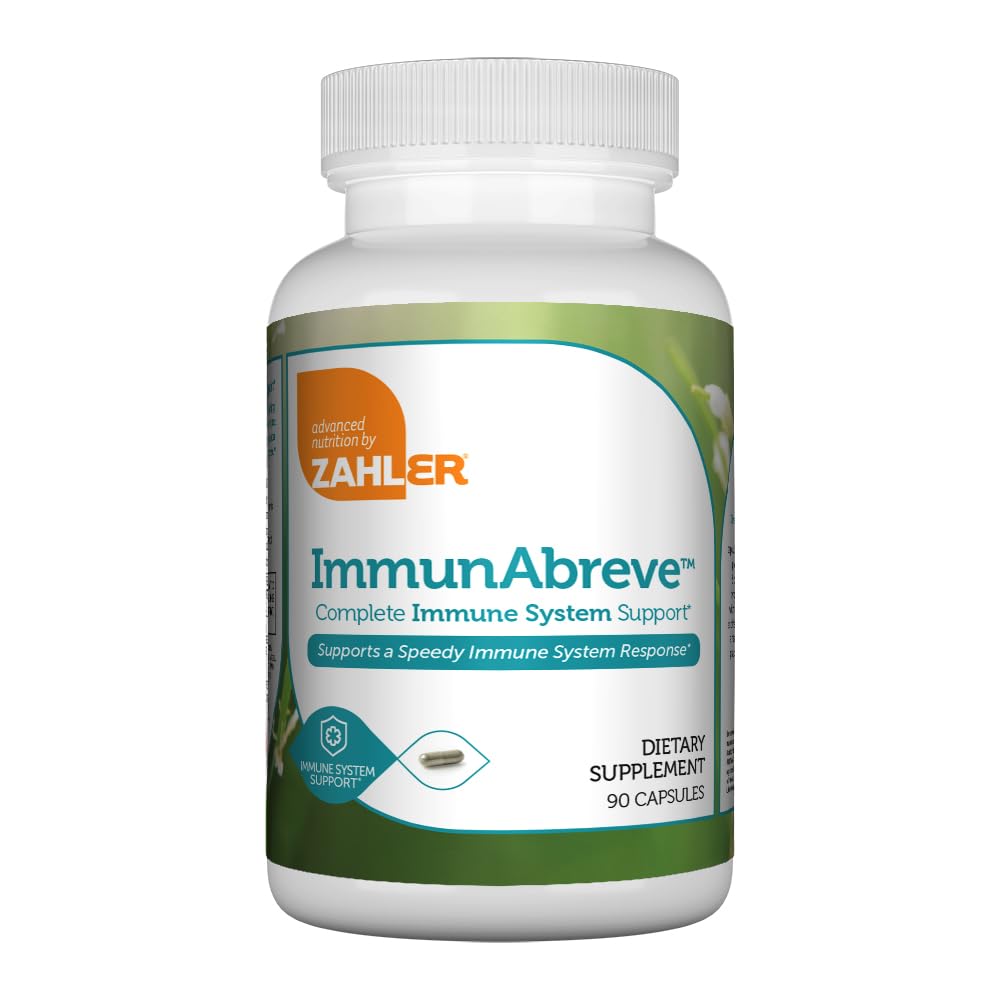 Zahler Abreve Immune Support - 90 Capsules | Vitamin C, Pantothenic Acid, Echinacea | Kosher