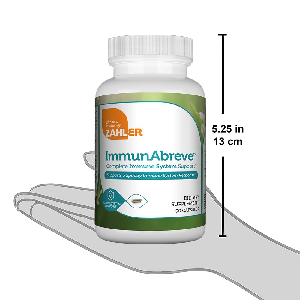 Zahler Abreve Immune Support - 90 Capsules | Vitamin C, Pantothenic Acid, Echinacea | Kosher