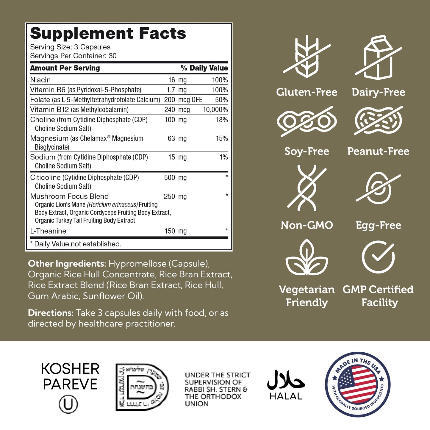 Zahler AdultFocus – Advanced Focus & Concentration Formula, Certified Kosher, 60 Capsules