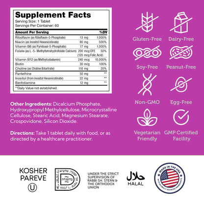 Zahler B-Complex Vitamins for Women & Men | 60 Tablets | Gluten Free & Kosher