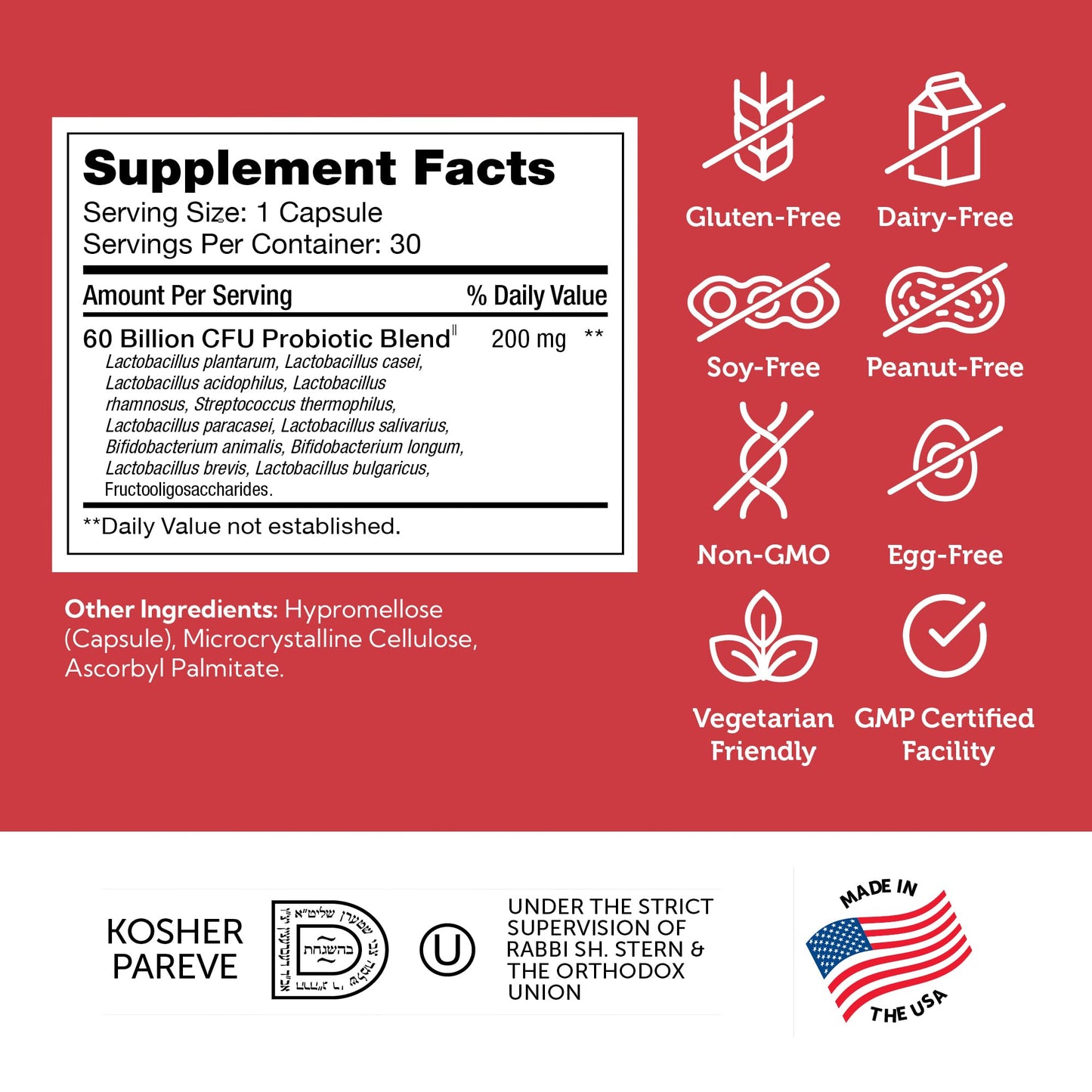 Zahler Biodophilus 60 Billion Live Cultures per Serving – Digestive Health, Kosher, 30 Capsules