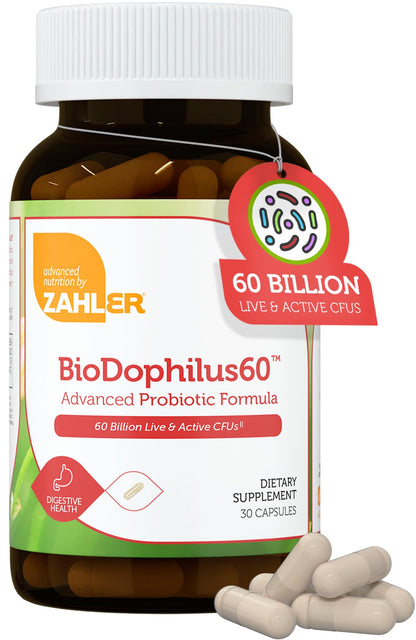Zahler Biodophilus 60 Billion Live Cultures per Serving – Digestive Health, Kosher, 30 Capsules