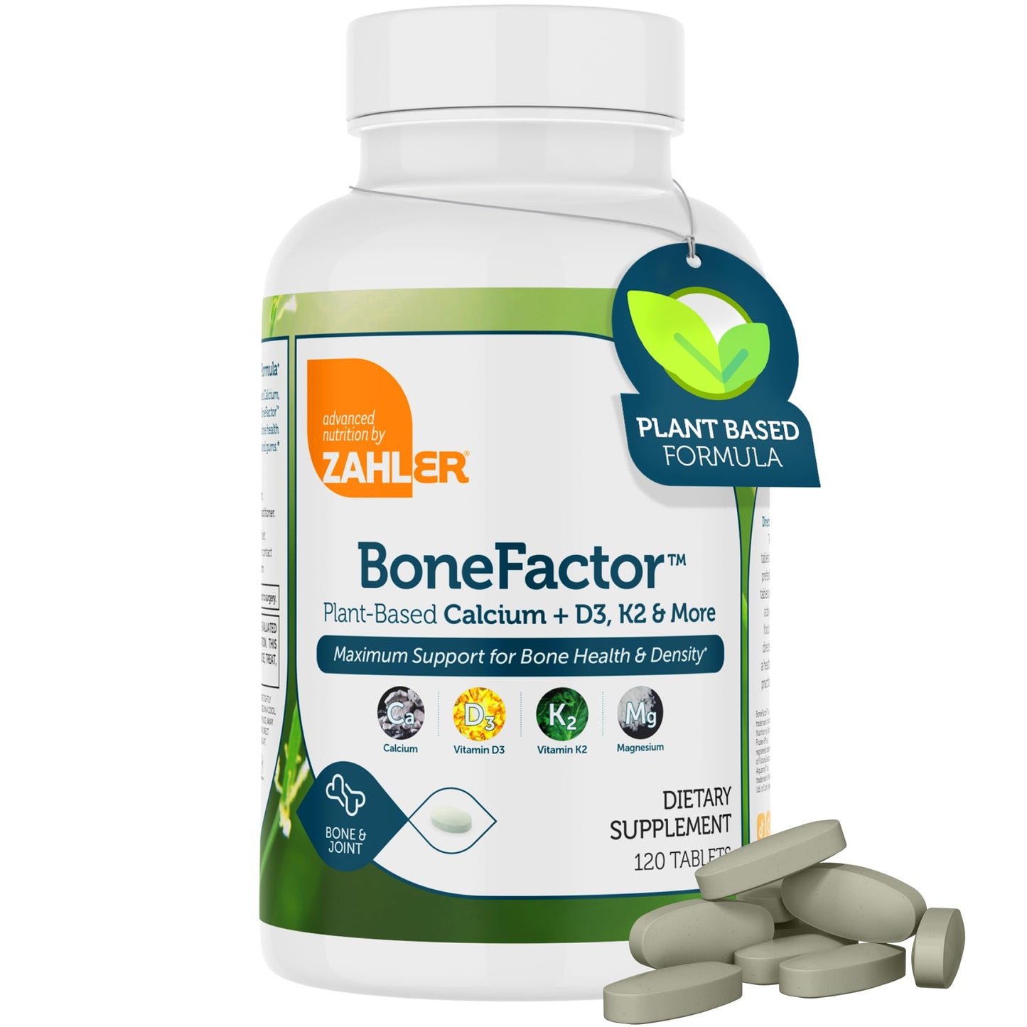 Zahler Bonefactor – Bone Strength Supplement with Calcium, Vitamin D, Vitamin K, Magnesium | Certified Kosher | 120 Tablets