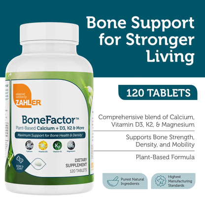 Zahler Bonefactor – Bone Strength Supplement with Calcium, Vitamin D, Vitamin K, Magnesium | Certified Kosher | 120 Tablets