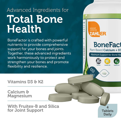 Zahler Bonefactor – Bone Strength Supplement with Calcium, Vitamin D, Vitamin K, Magnesium | Certified Kosher | 120 Tablets