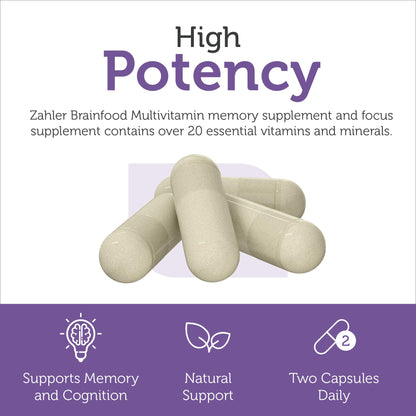 Zahler Multivitamin Brain Supplement (60 Count) – Kosher Brainfood with Lion's Mane & NeuroFactor