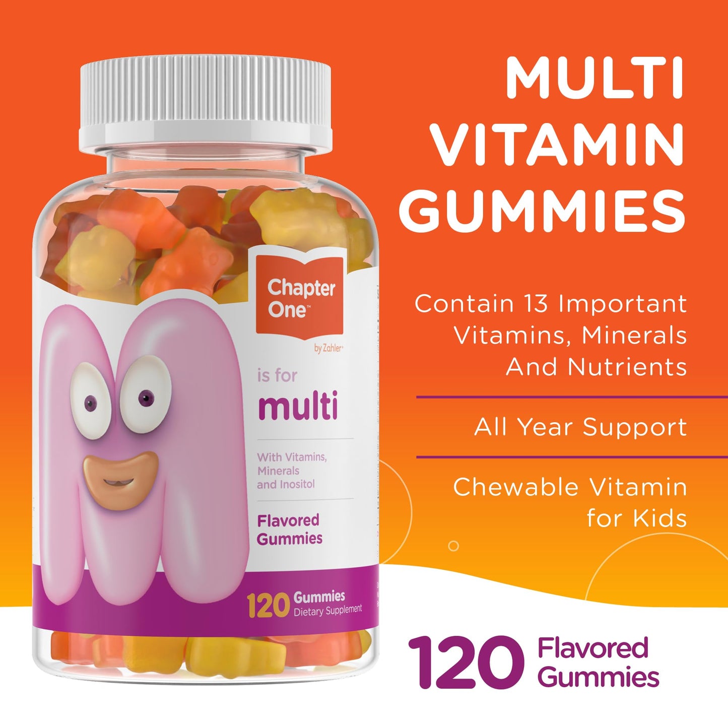 Zahler Chapter One M is for Multi Kids Multivitamin Gummies | 120 Count | Kosher