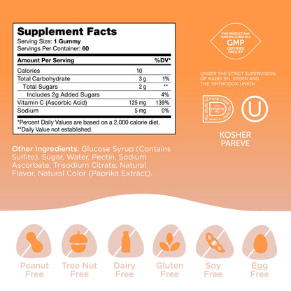 Zahler Chapter One Vitamin C Gummies 125 mg – Kosher (60 Count) for Adults & Kids