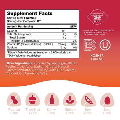 Zahler Chapter One Vitamin D3 Gummies 1000 IU – 120 Count | Kosher, Made in USA