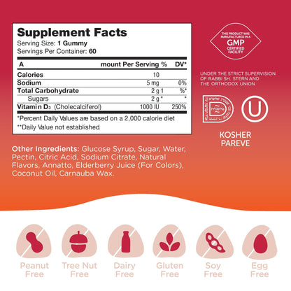 Zahler Chapter One Vitamin D3 1000 IU Gummies – 60 Count – Kosher, Made in USA