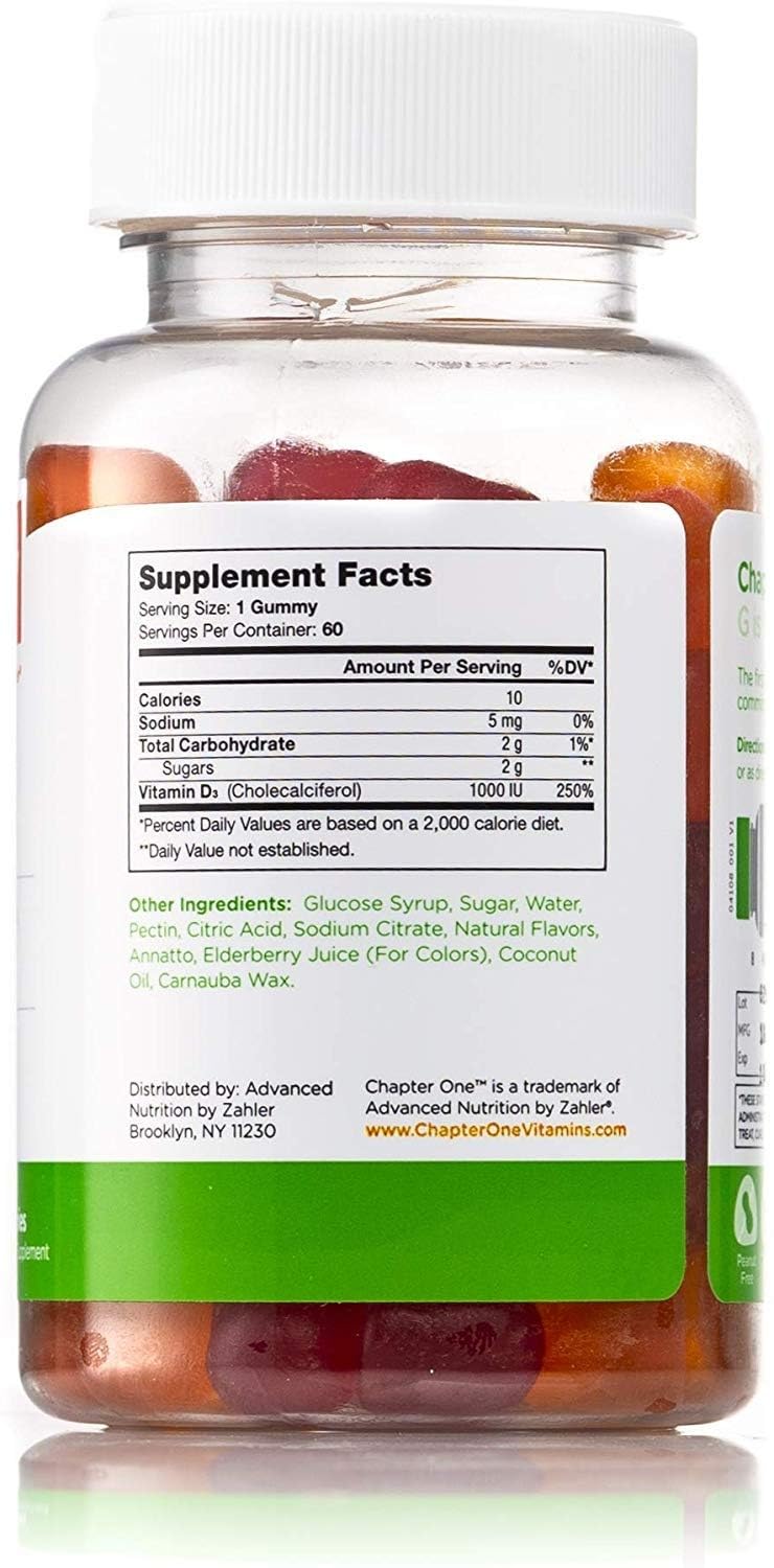 Zahler Chapter One Vitamin D3 1000 IU Gummies – 60 Count – Kosher, Made in USA