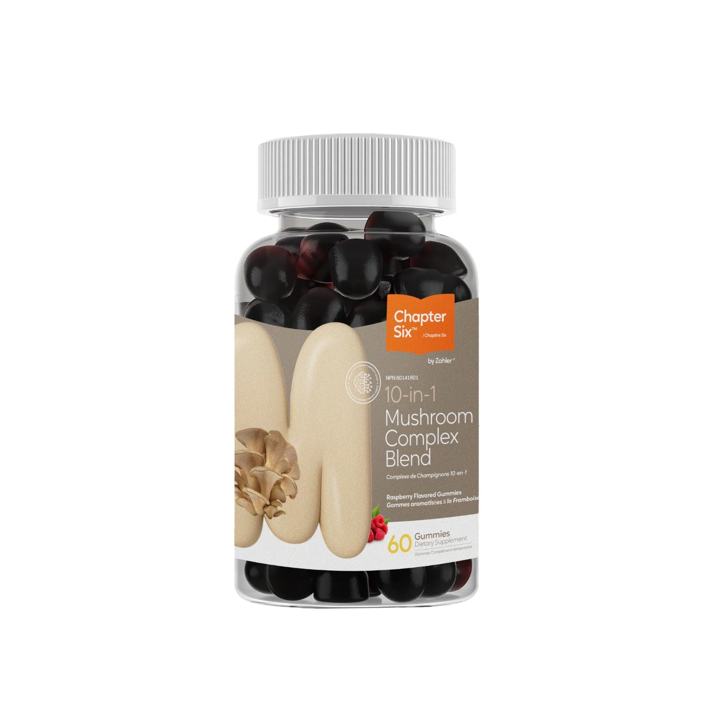 Zahler Chapter Six 10 in 1 Mushroom Complex Blend – Raspberry Flavor, 60 Count