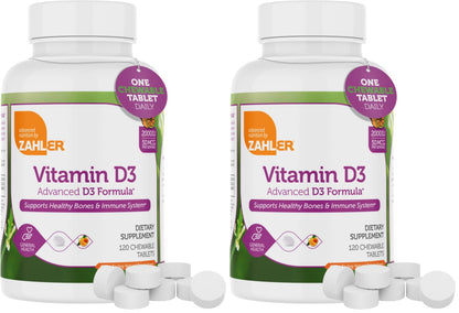 Zahler Chewable Vitamin D3 2000 IU – Bone & Immune Health (120 Count) Pack of 2