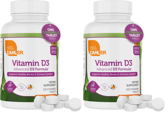 Zahler Chewable Vitamin D3 2000 IU – Bone & Immune Health (120 Count) Pack of 2 BritishVita | Premium UK Vitamins & Wellness Supplements