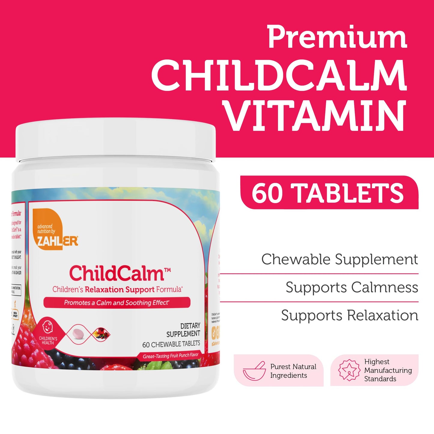 Zahler ChildCalm Kids Chewable Magnesium – Kosher, Fruit Punch