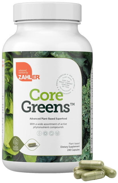 Zahler Core Greens – Superfood Greens Capsules with Spirulina, Chlorella, Spectra Blend | Kosher, 240 Capsules (240 Capsules)