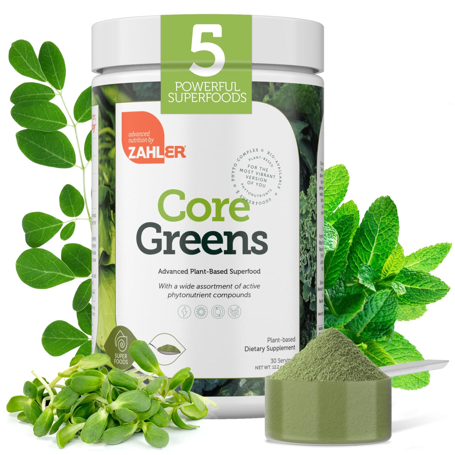 Zahler Core Greens Powder – Superfood Greens, Spirulina, Chlorophyll | Kosher