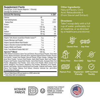 Zahler Core Greens Powder - Organic Greens Superfood (Citrus) | Spirulina, Chlorella & More