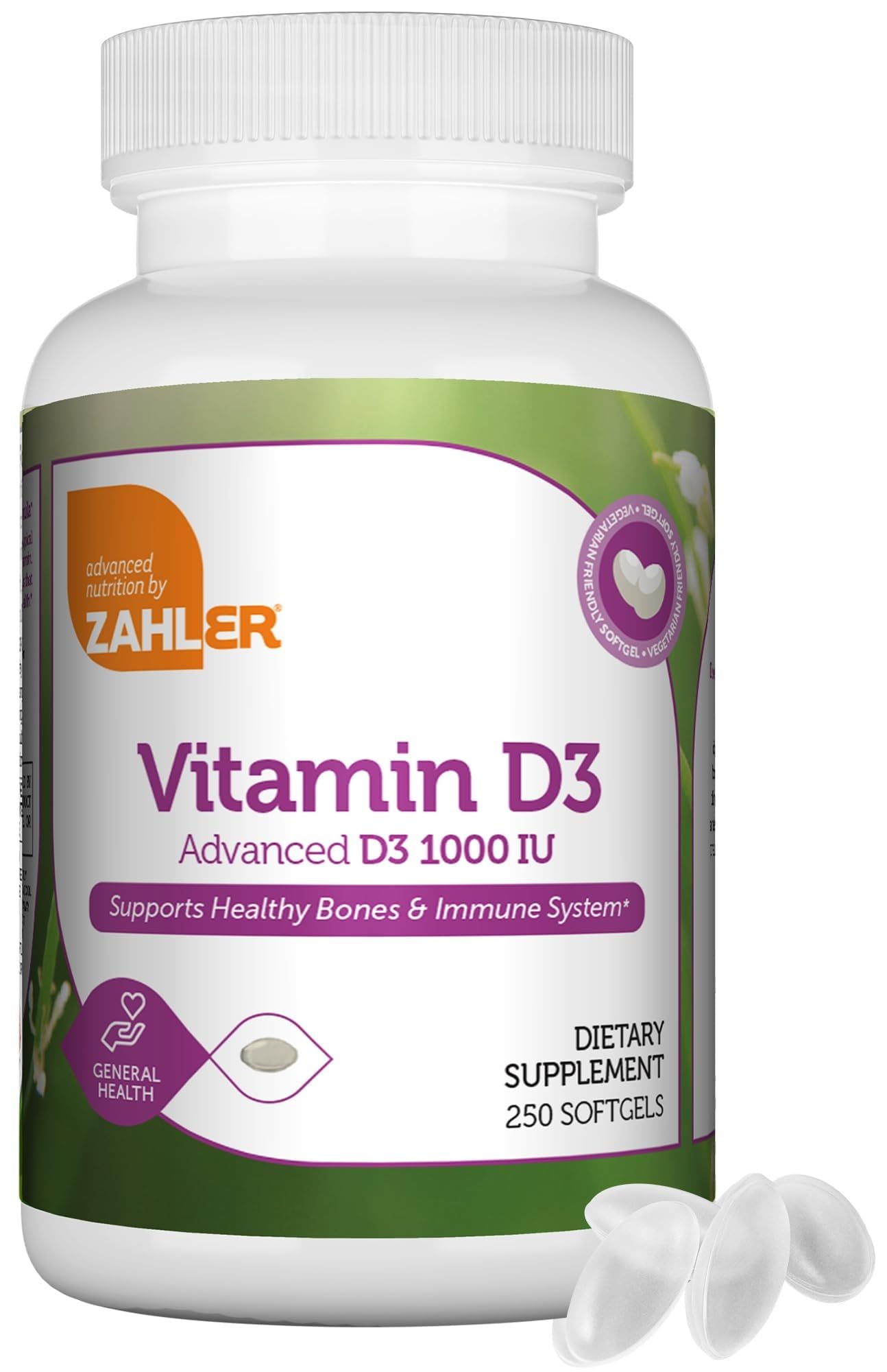 Zahler Vitamin D3 1000 IU Softgels (250 Count) – Kosher, Vegetarian Friendly, Immune, Bone & Teeth Support