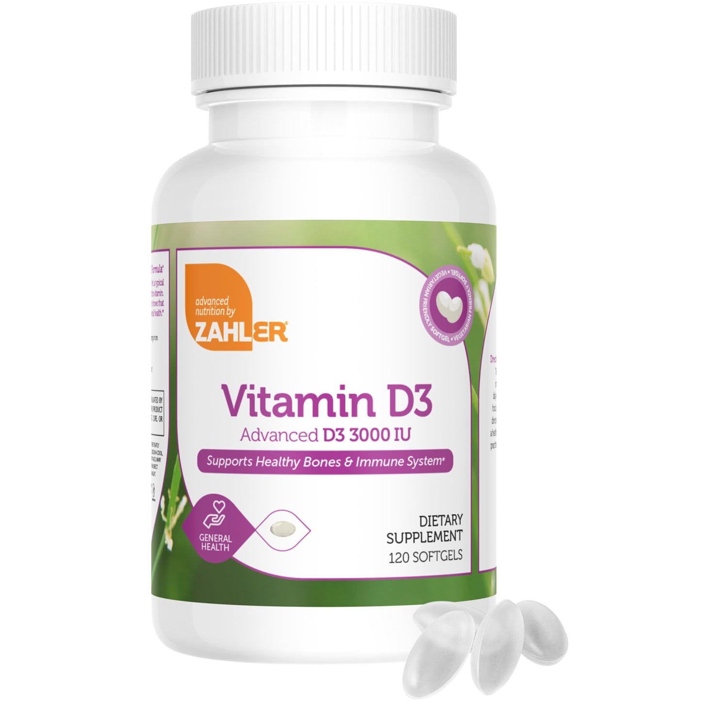 Zahler Vitamin D3 3000 IU Softgels (120) – Kosher, Vegetarian