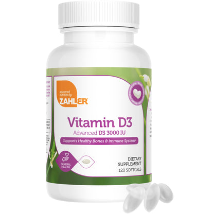 Zahler Vitamin D3 3000 IU Softgels (120) – Kosher, Vegetarian