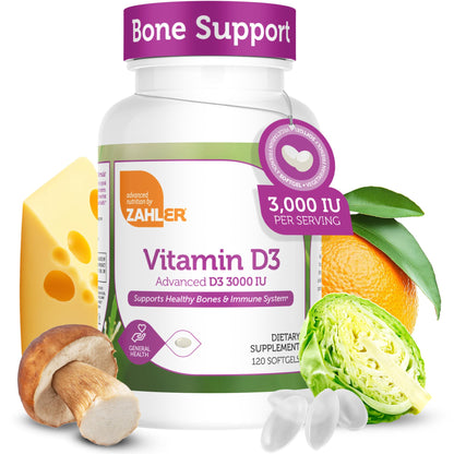 Zahler Vitamin D3 3000 IU Softgels (120) – Kosher, Vegetarian