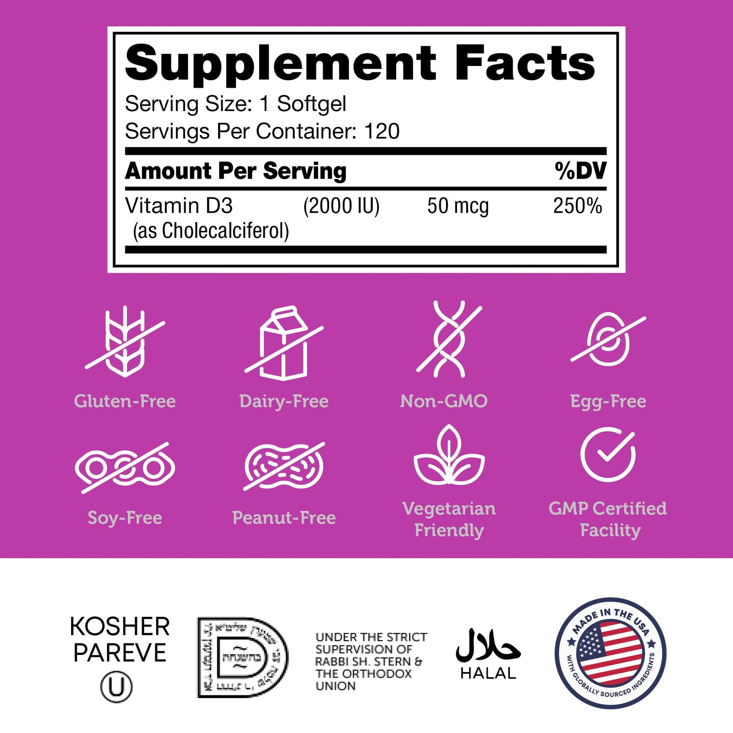 Zahler Advanced Vitamin D3 2000 IU Softgels (120 Count) – Immune Support, Bone & Teeth Health | Kosher & Vegetarian Friendly