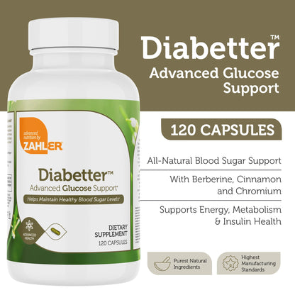 Zahler Diabetter: Advanced Glucose Support with Cinnamon | 180 Capsules | Kosher