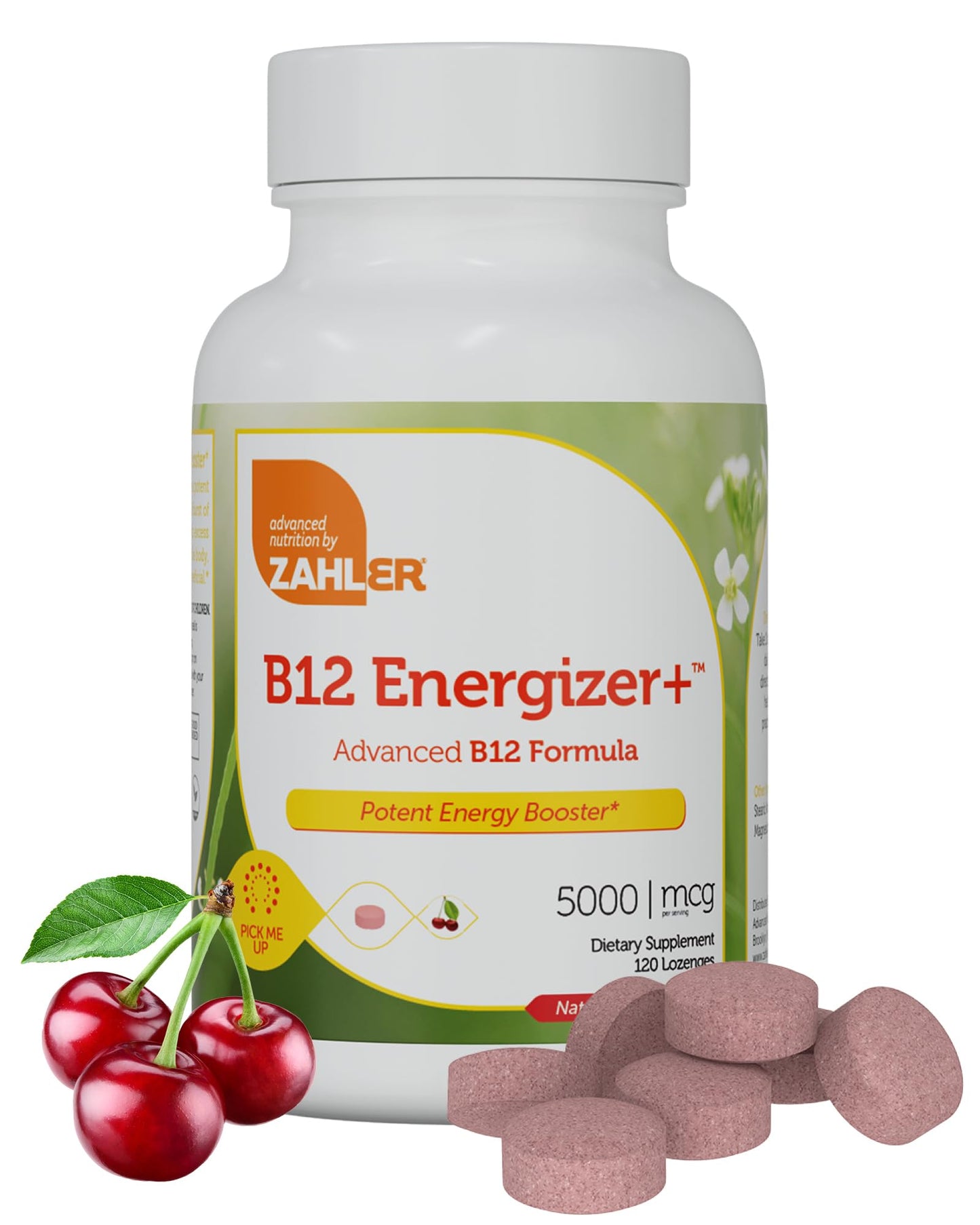 Zahler Energizer+ B12 5000 mcg Lozenges – Cherry Flavor, Made in USA