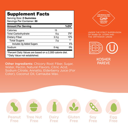 Zahler Fiber Gummies for Adults & Kids – 60 Count | Kosher & Digestive Support