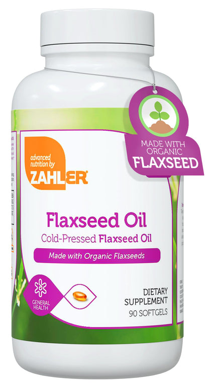 Zahler Organic Flaxseed Oil 1000mg Softgels | Cold-Pressed Omega-3 ALA