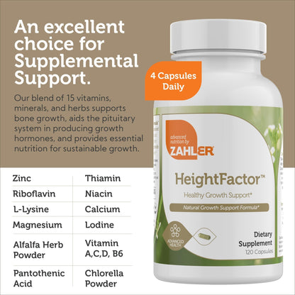 Zahler Height Factor - Healthy Growth Support Capsules (120 Count) – Kosher for Kids, Teens & Young Adults