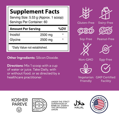 Zahler Inositol & Glycine Powder – Mood & Hormone Support (11.5 oz) | Kosher & Gluten Free