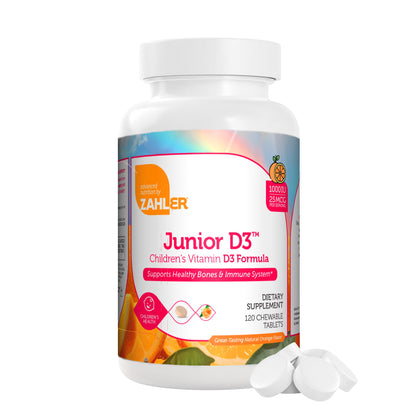 Zahler Junior D3 1000 IU for Kids | Bone & Immune Health | Kosher Orange Flavor 120 Count