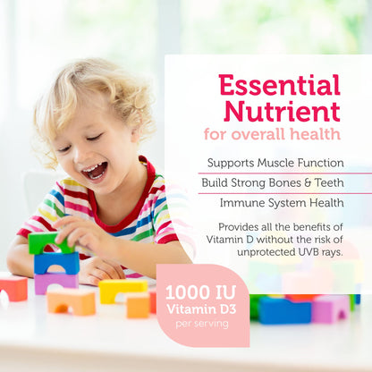 Zahler Junior D3 1000 IU for Kids | Bone & Immune Health | Kosher Orange Flavor 120 Count