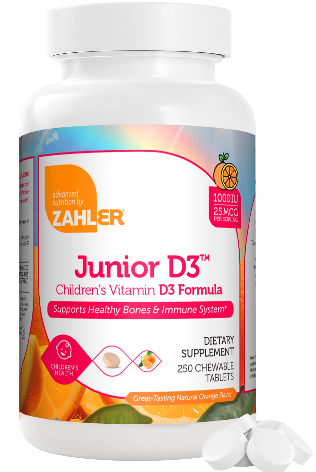 Zahler Junior D3 Vitamin D3 for Kids – 1000 IU Chewable, Kosher, Orange Flavor