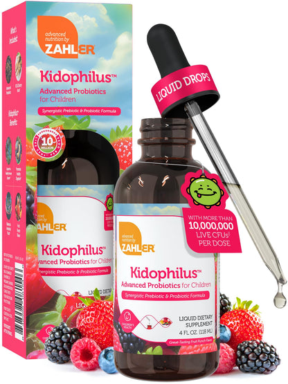 Zahler Kidophilus Liquid Probiotics for Kids – Fruit Punch, 4 fl oz