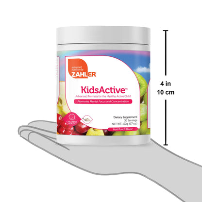 Zahler KidsActive Concentration Formula Powder - 30 Servings, Kosher, Fruit Punch