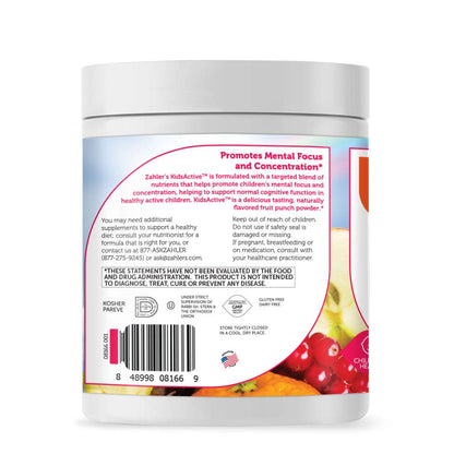 Zahler KidsActive Concentration Formula Powder - 30 Servings, Kosher, Fruit Punch