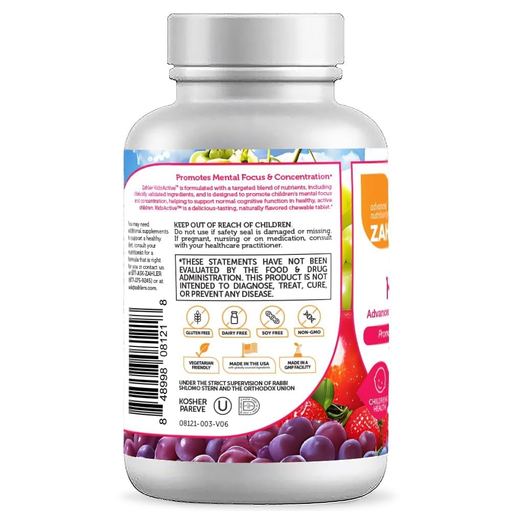 Zahler KidsActive Chewable Concentration Formula for Children | Fruit Punch 180 Tablets