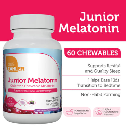 Zahler 1mg Kids Melatonin – Sleep Support for Ages 4+ | Grape Flavor, Kosher, Non-GMO (60 ct)