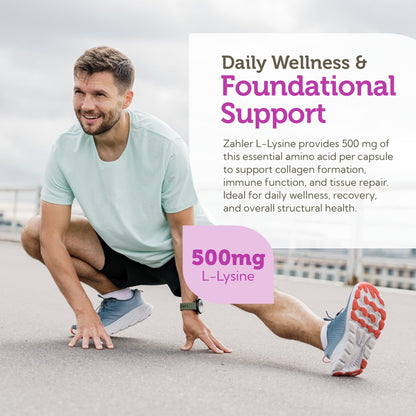 Zahler L-Lysine 500mg – Freeform L-Lysine, Kosher, 60 Capsules