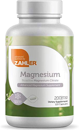 Zahler Magnesium Citrate 200 mg Capsules (120 Count) - Certified Kosher Bioactive Magnesium